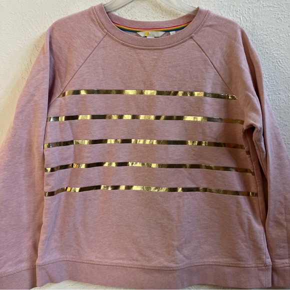 Boden powder pink gold stripes crew sweat shirt - Picture 3 of 6